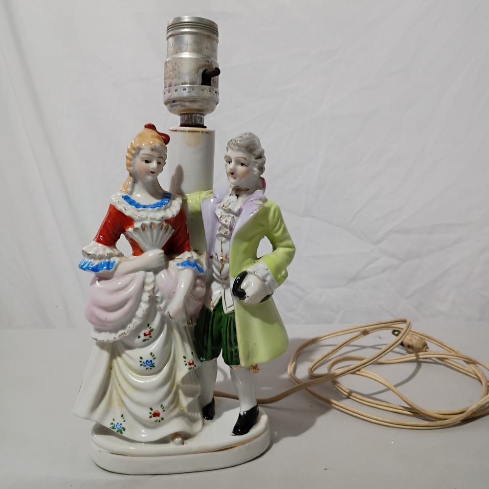 Vintage Porcelain Figurine Table Lamp No Shade